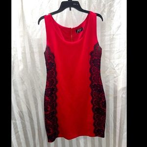 Guess Red & black lace dress